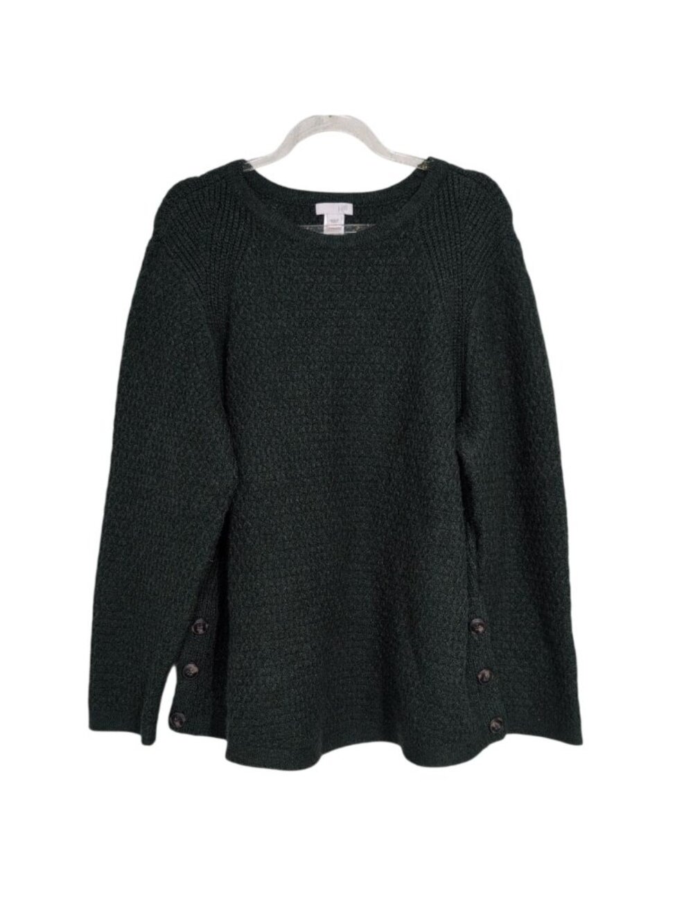 J Jill Button Detail Sweater Womens Size Large Green Academia Earthy Academia
